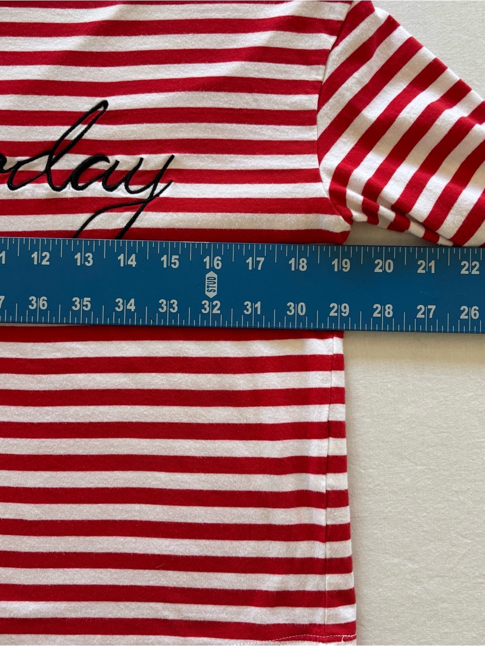 H&M Red White Stripe Saturday Parisian Chic French Girl Nautical Long Sleeve Tee - Picture 8 of 12